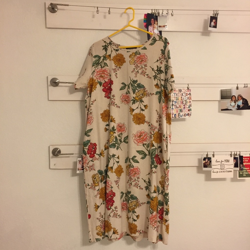 Floral Linen Midi Dress